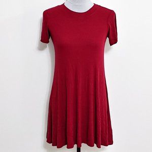 American Eagle Red Ribbed Crew Neck Dress